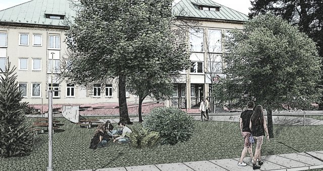 Omladina - Parkovisko pri pošte a park pred školou
