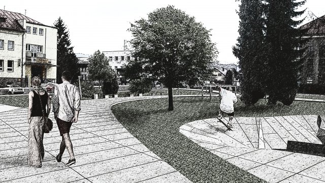 Omladina - Parkovisko pri pošte a park pred školou